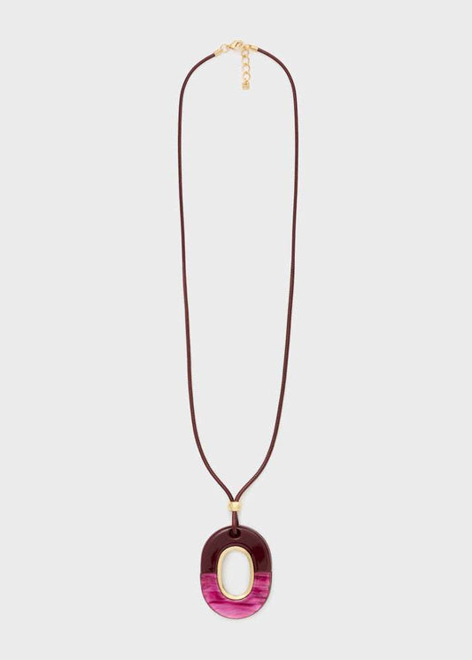 COLLANA VALE PENDENTE OVALE  RESINA VIOLA NALÍ