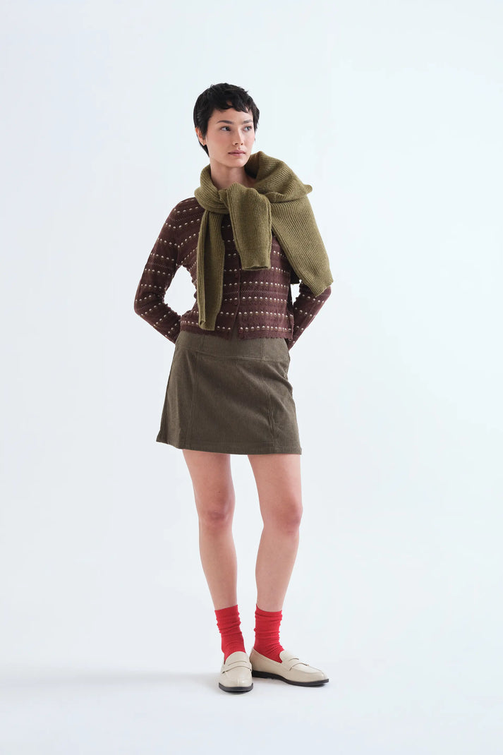 CARDIGAN JACQUARD MARRONE FIORI RICAMATI 63C/10219 COMPANIA FANTASTICA