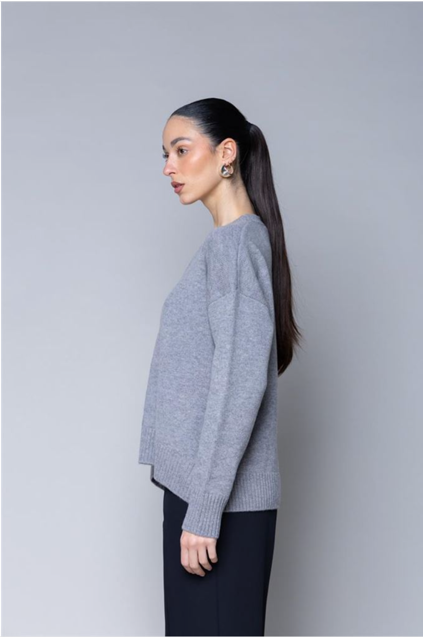 MAGLIA 100% LANA CON MANICHE RAGLAN GRIGIO MELANGE KAOS