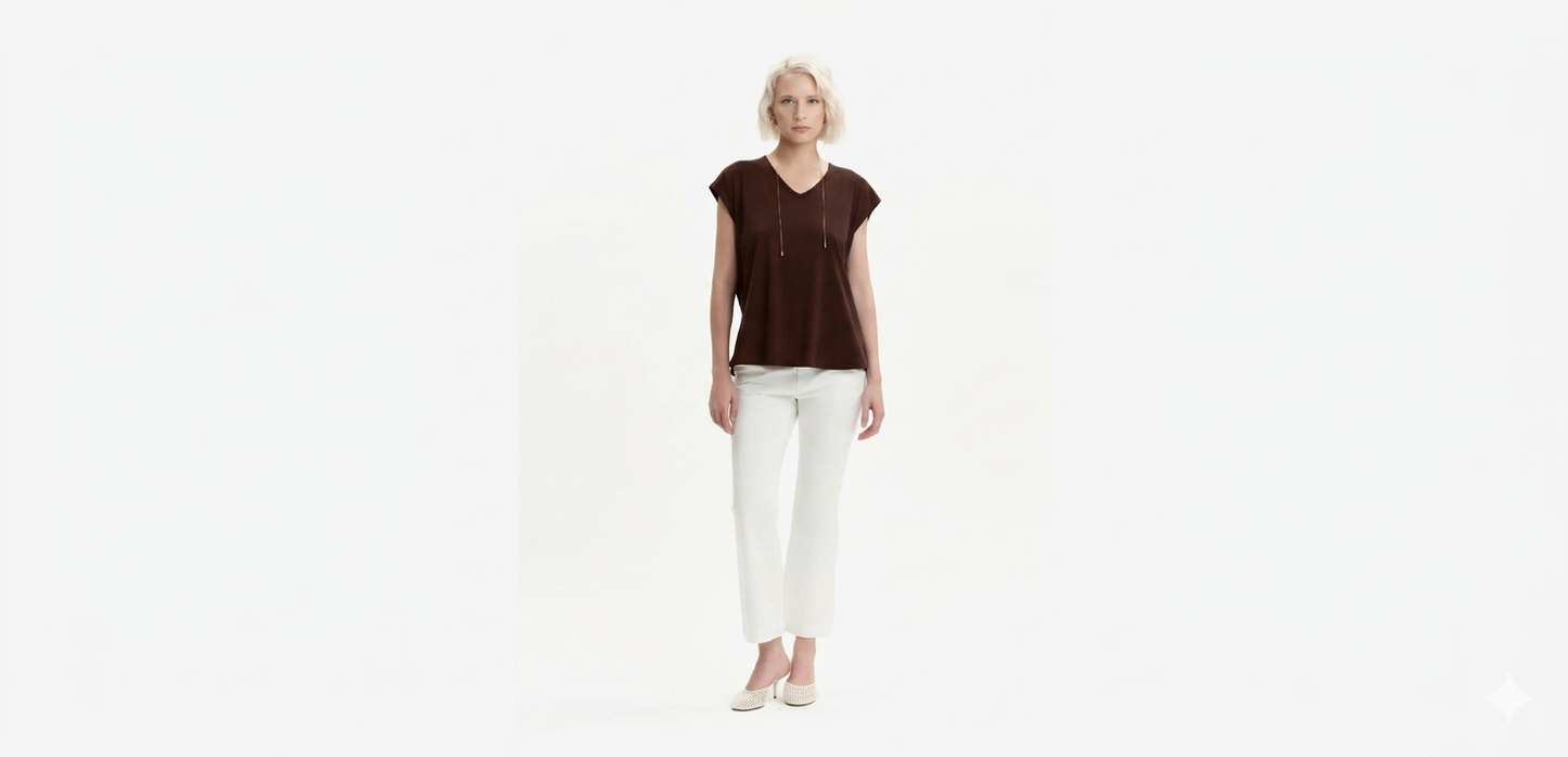 T-SHIRT SCOLLO A V FILO DI SCOZIA WHITE WISE