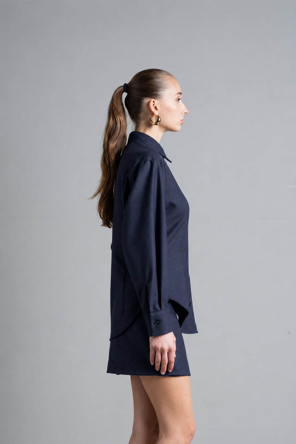 CAMICIA SLIM DI FLANELLA BLU NOTTE ICONA