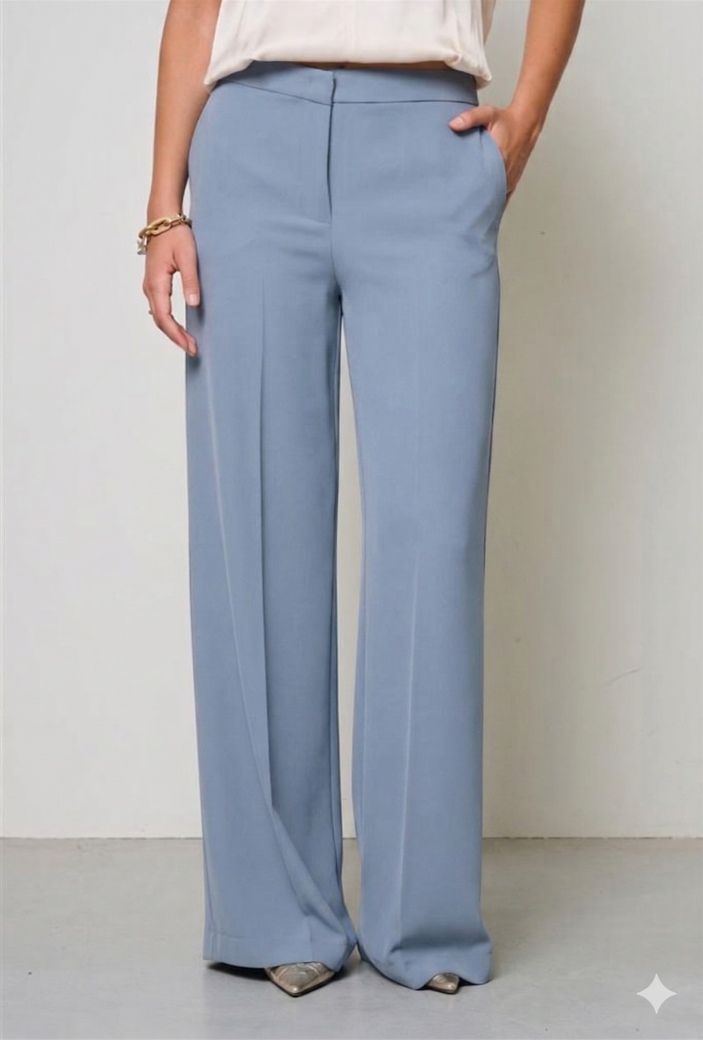 PANTALONI LINEA DRITTA IN TESSUTO TECNICO POLVERE KAOS
