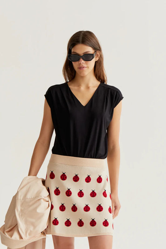 T-SHIRT SCOLLO A V NERO COMPANIA FANTASTICA