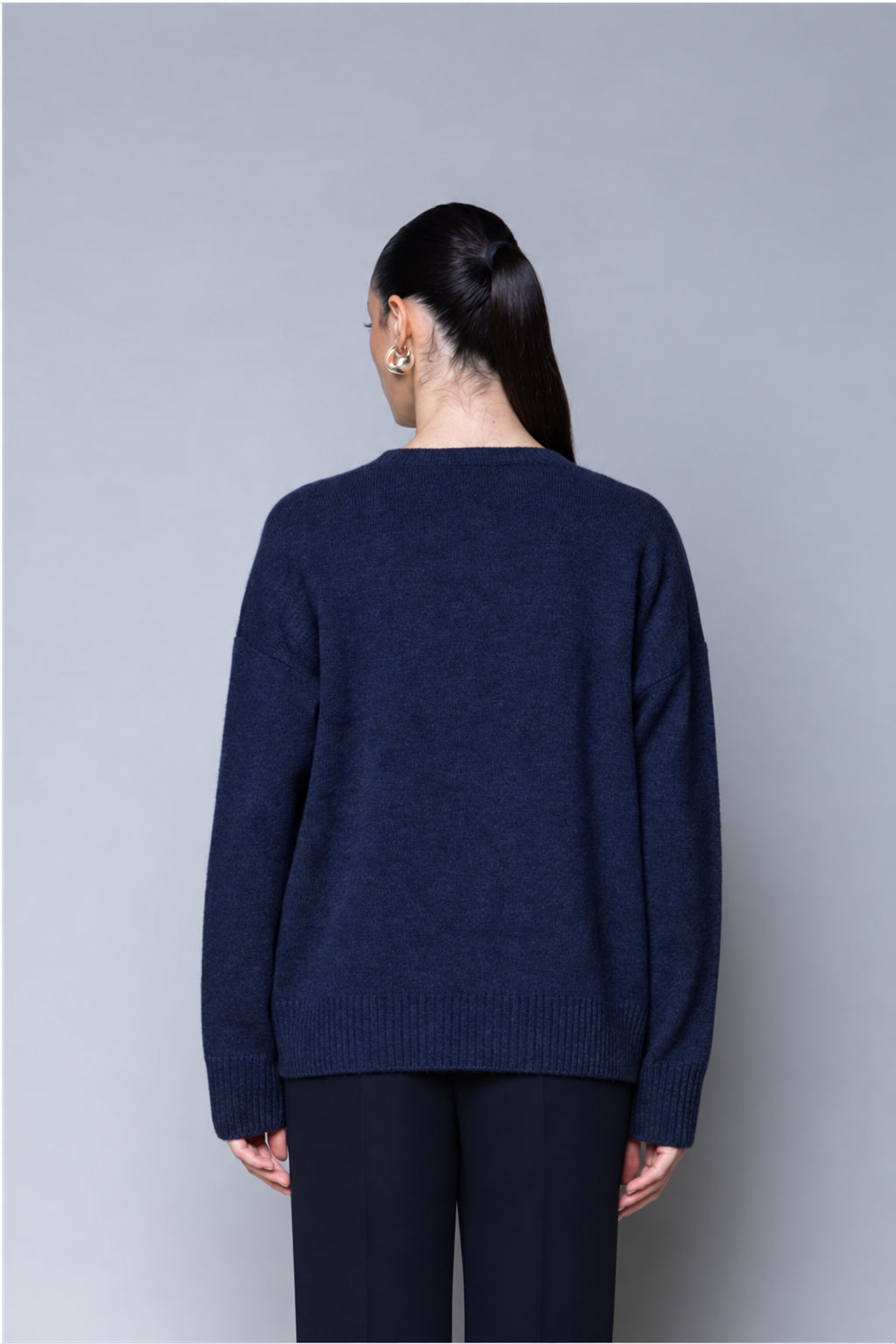 MAGLIA 100% LANA CON MANICHE RAGLAN BLU NOTTE KAOS
