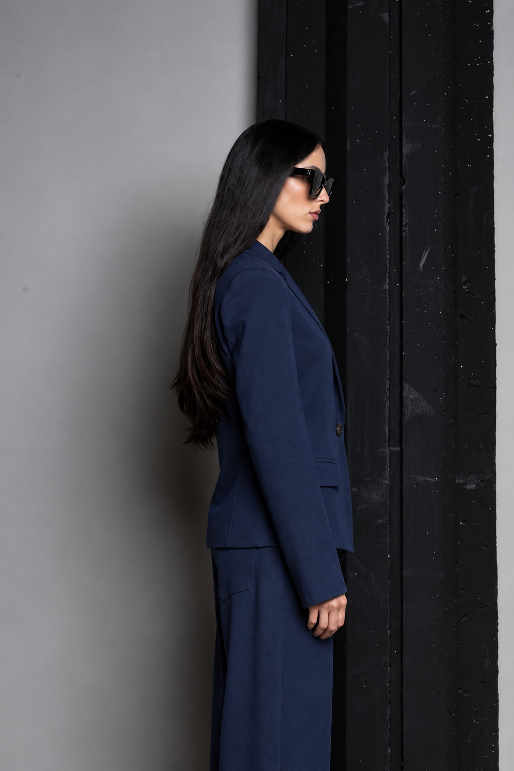 BLAZER MONOPETTO IN PUNTO MILANO BLU KAOS JEANS