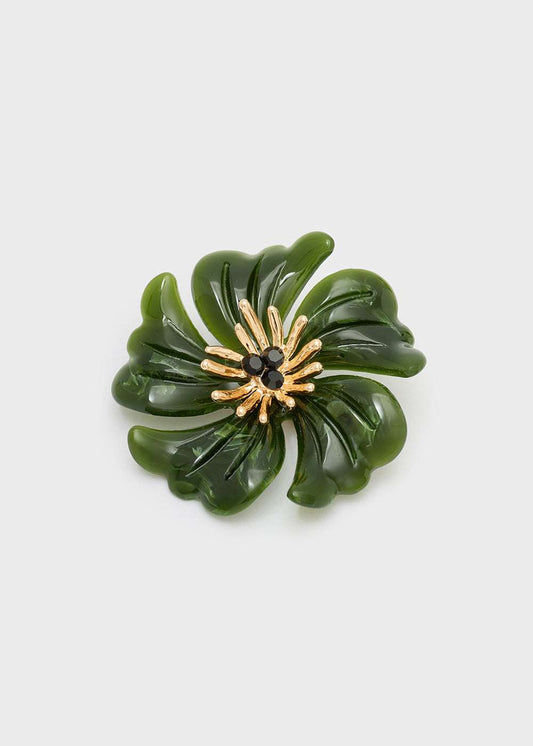 SPILLA FLOWER CON PIETRE RESINA VERDE NALÍ