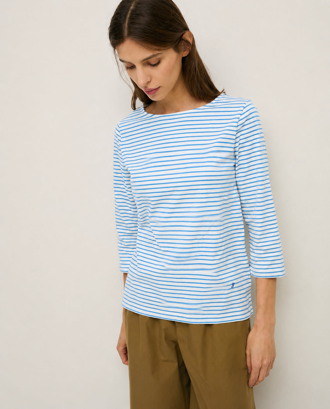 T-SHIRT BASIC A RIGHE BARCA AZZURRA YERSE