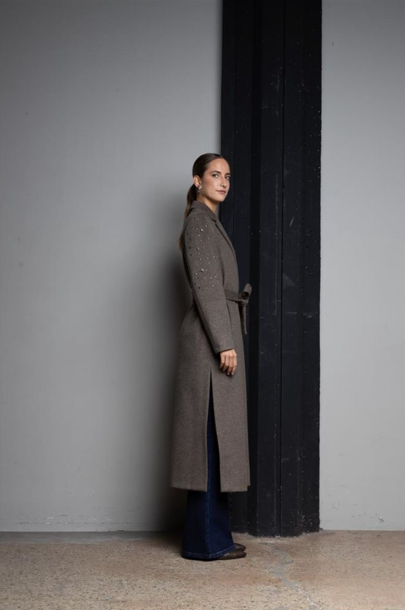 CAPPOTTO LUNGO A VESTAGLIA CON APPLICAZIONE CABOCHON KAOS JEANS