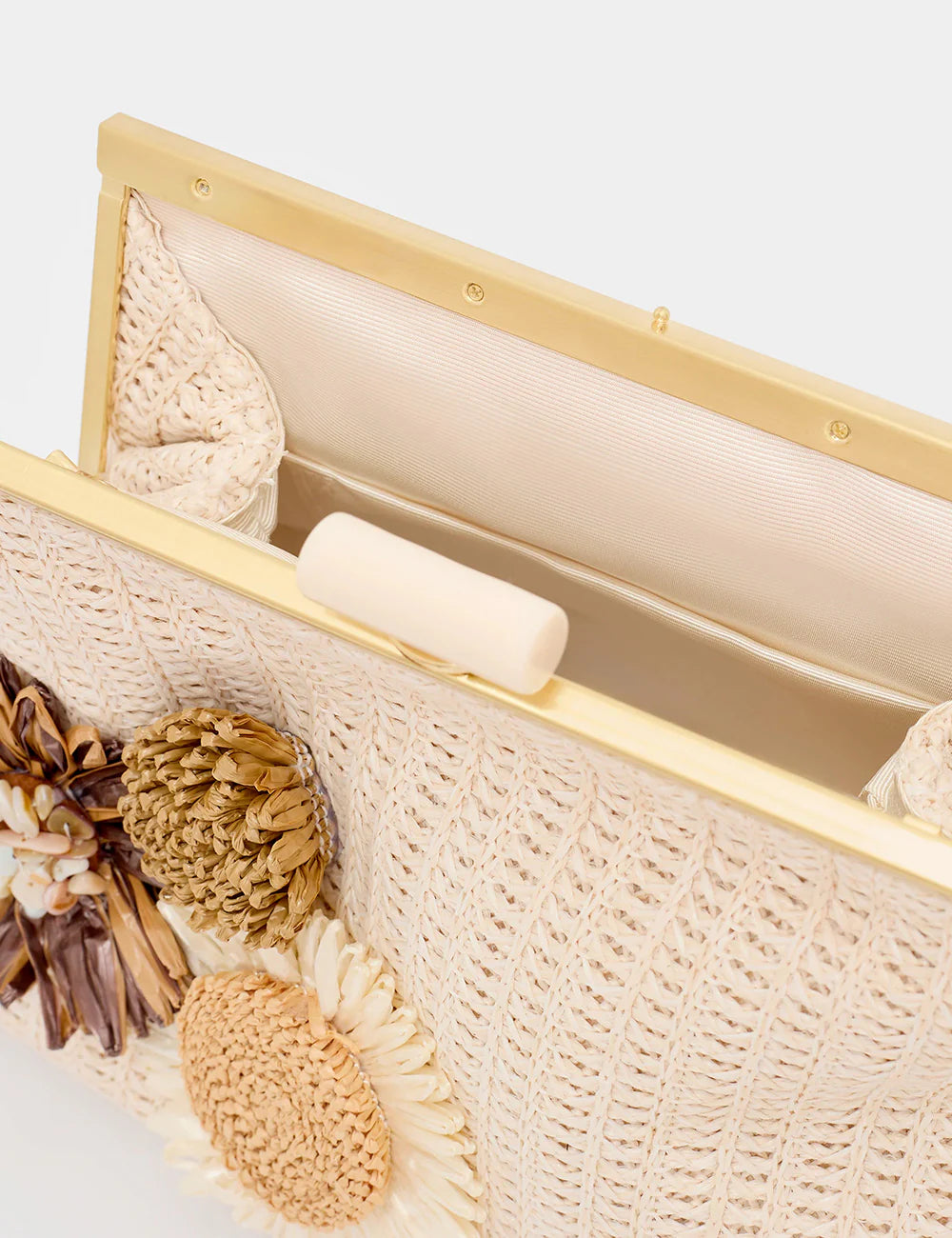 POCHETTE MARBELLA IN PAGLIA+FIORI BEIGE NALÌ