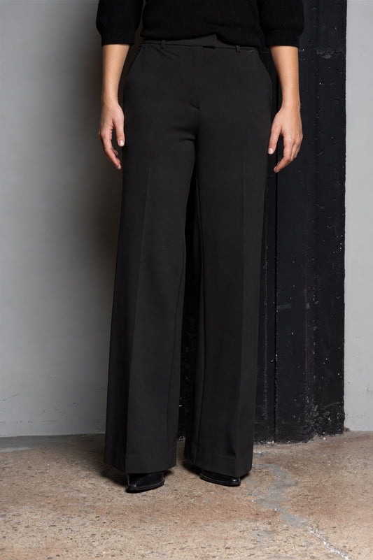 PANTALONI WIDE LEG IN PUNTO MILANO NERO KAOS JEANS