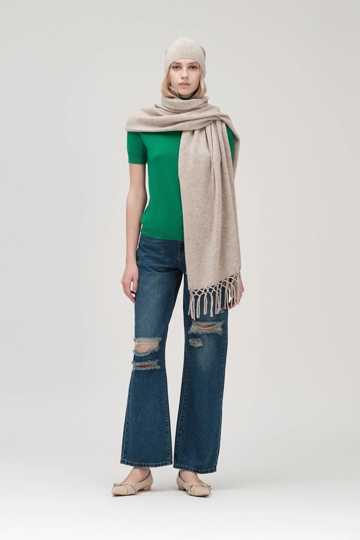 CUFFIA MISTO CASHIMIRE WHITE WISE