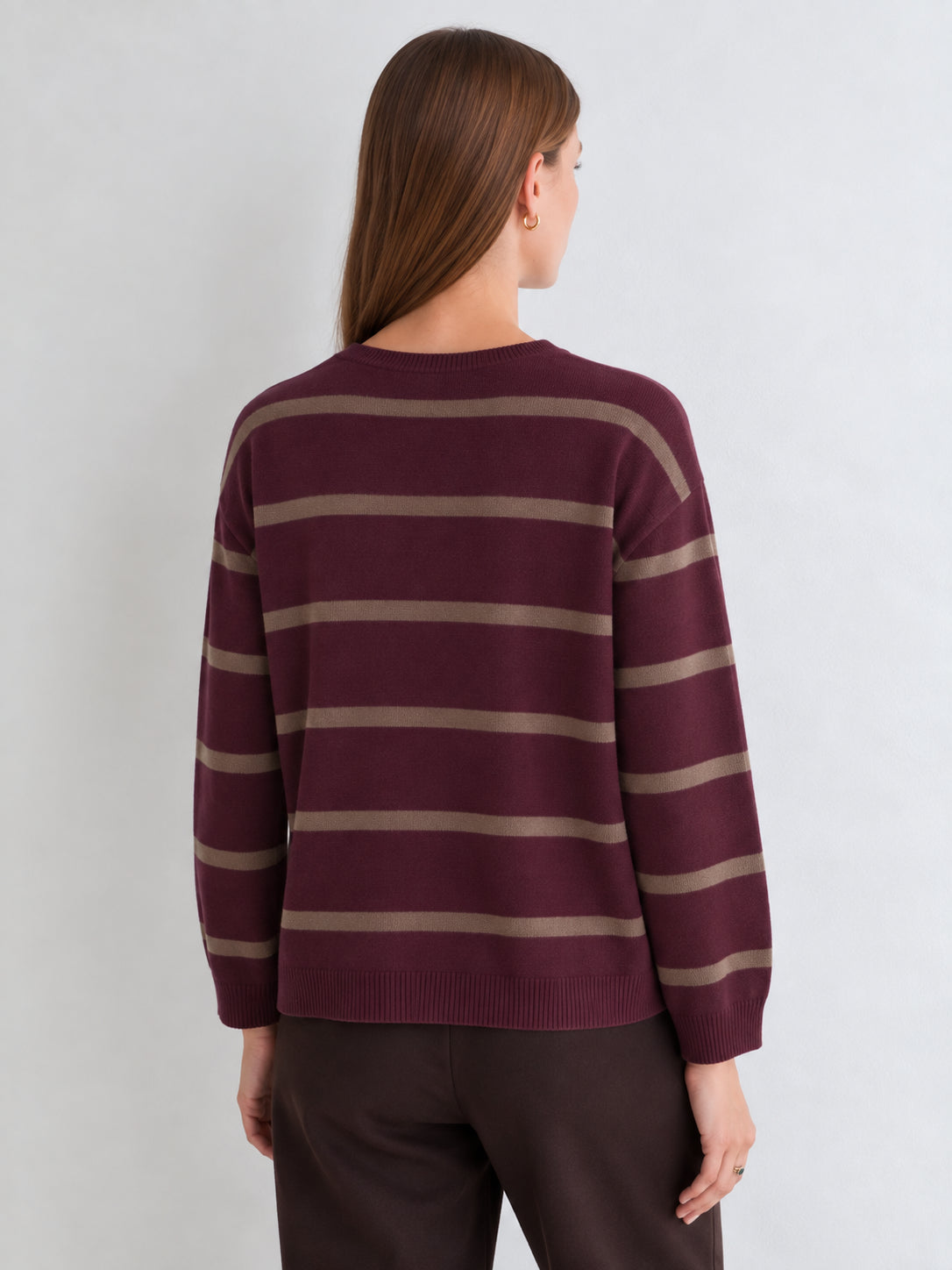 MAGLIONE GIROCOLLO GRANATA A RIGHE 45515-284  YERSE