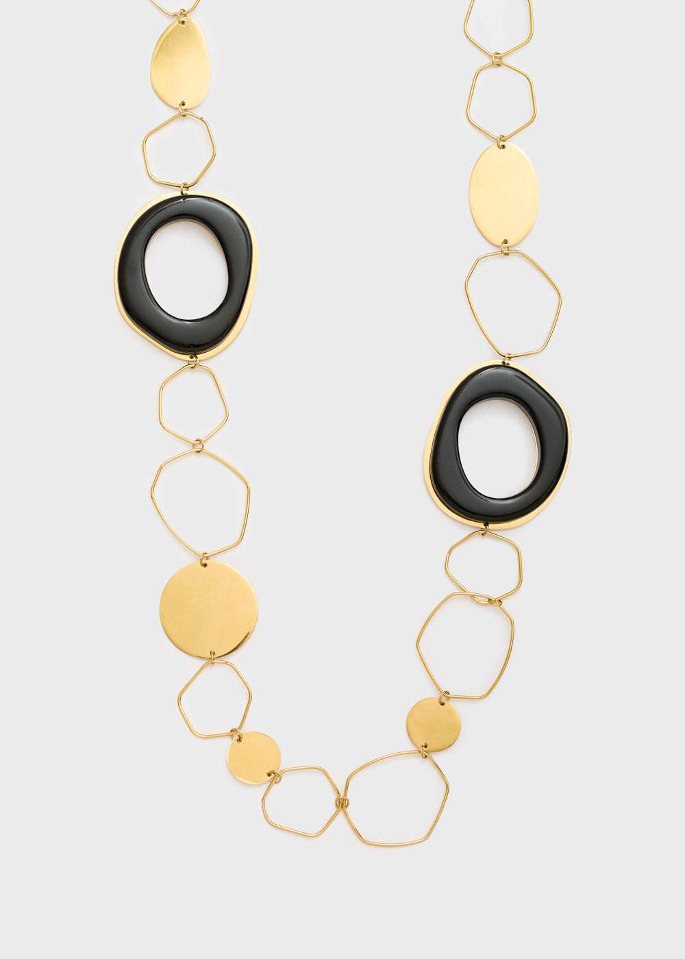 COLLANA LUNGA INANELLATA ACC.INO. ORO/NERO NALÌ