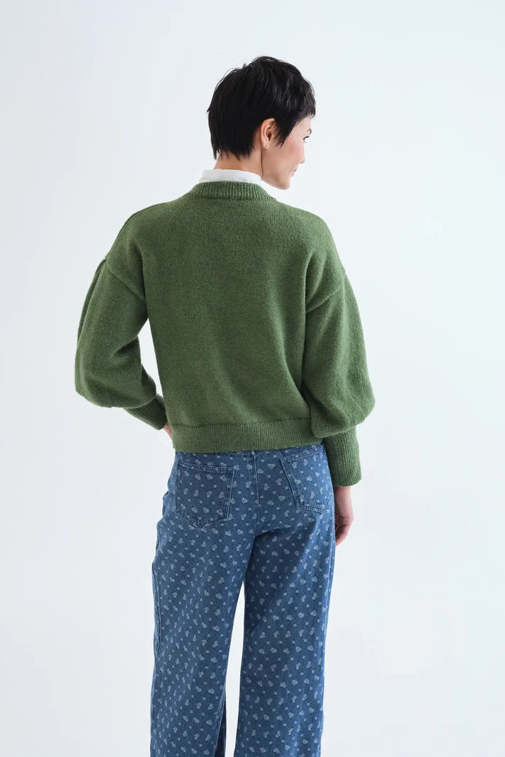 MAGLIA GIROCOLLO CON MANICHE A PALLONCINO VERDE 63C/10247 COMPANIA FANTSTICA