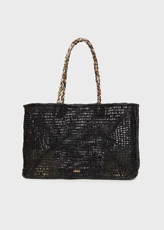 BORSA SHOPPER ZION IN RAFIA NERO NALÌ
