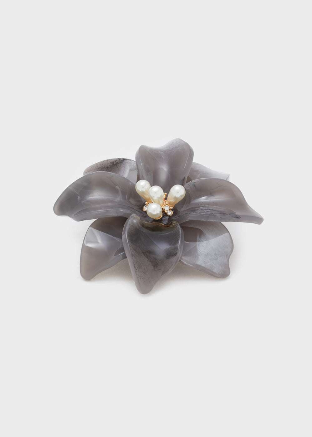 SPILLA FLOWER IN RESINA+PERLE GRIGIO NALÌ
