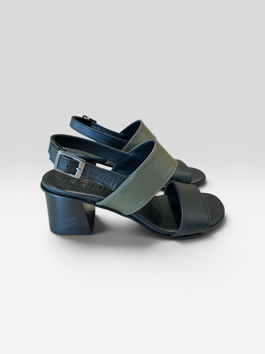 SANDALO VIOLA  BICOLORE NERO-VERDE OLIVA JOANN