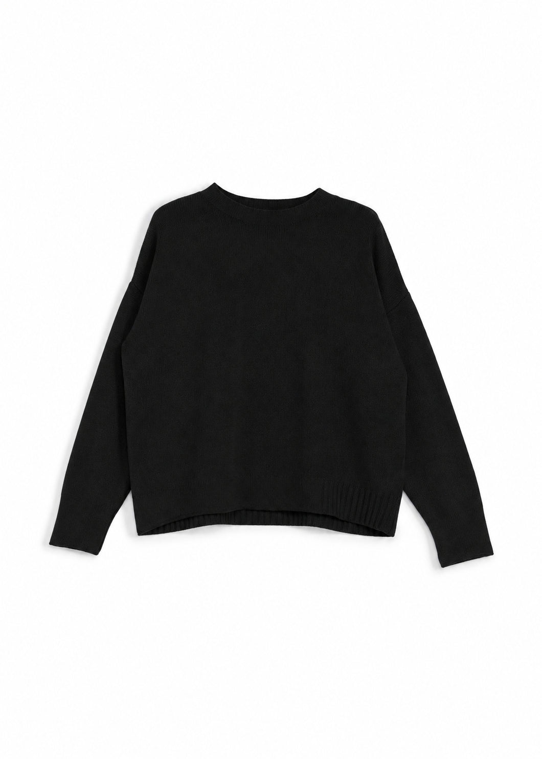 MAGLIA PARICOLLO PURA LANA NERO CROCHÈ