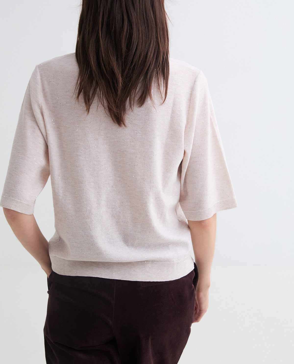 MAGLIONE ECRÙ CON PAILLETTES YERSE