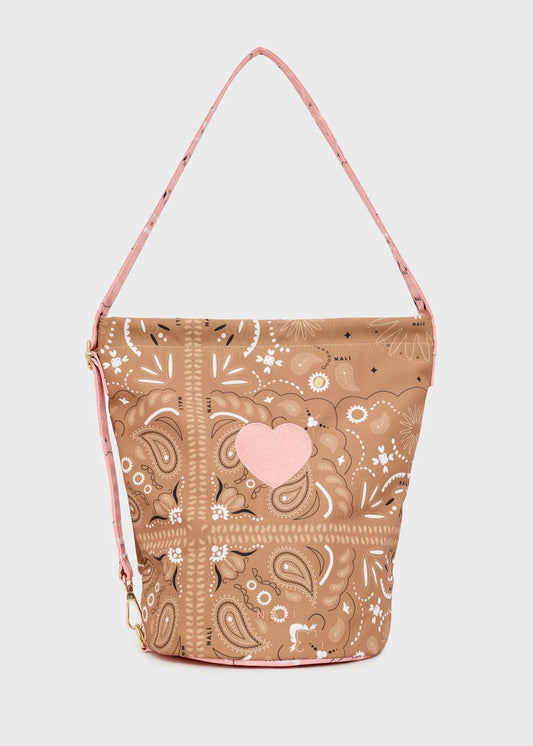 BORSA BUCKET BANDANA IN NYLON ROSA/MARRONE NALÌ