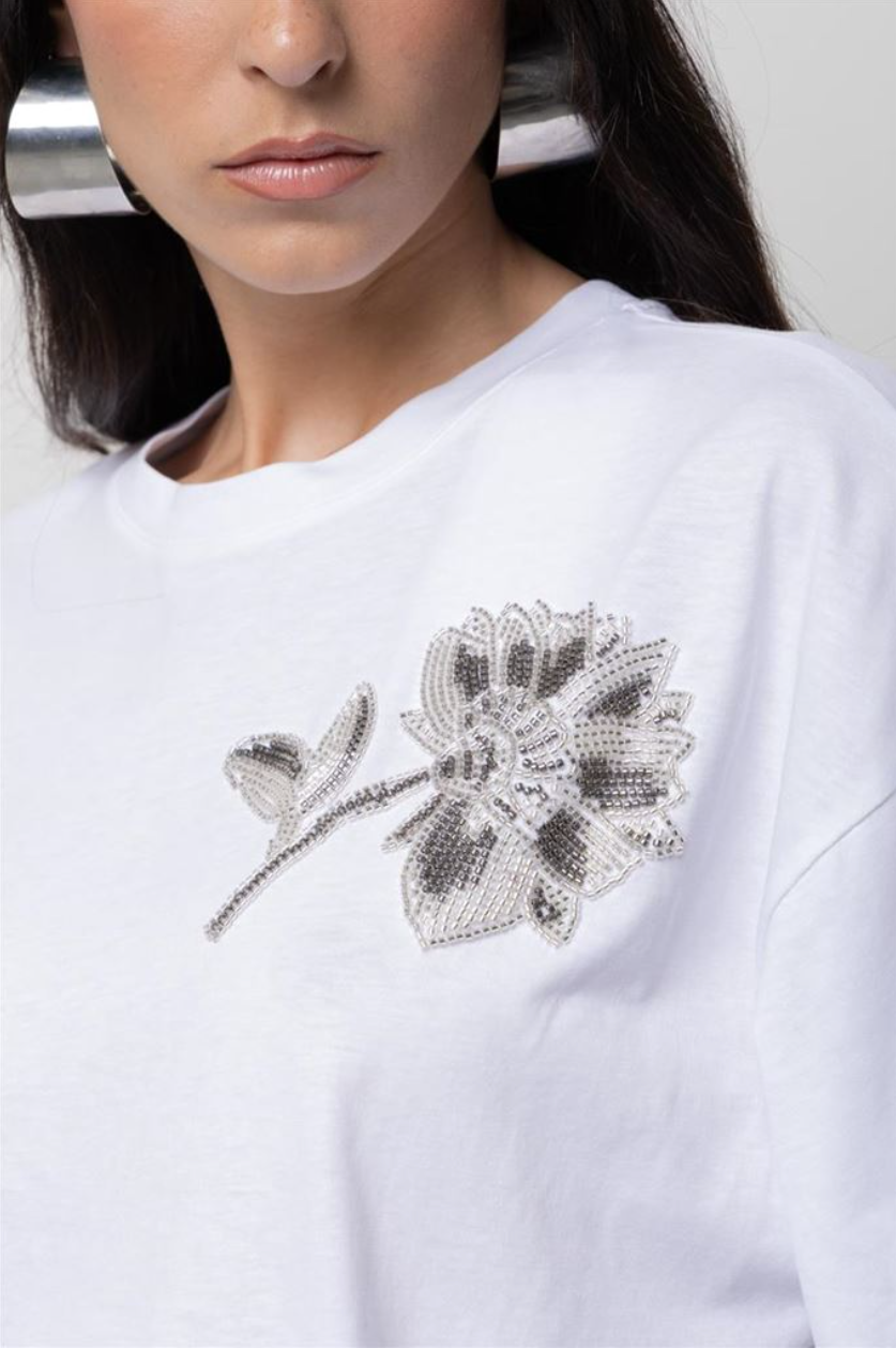 T-SHIRT RICAMO BIANCA KAOS