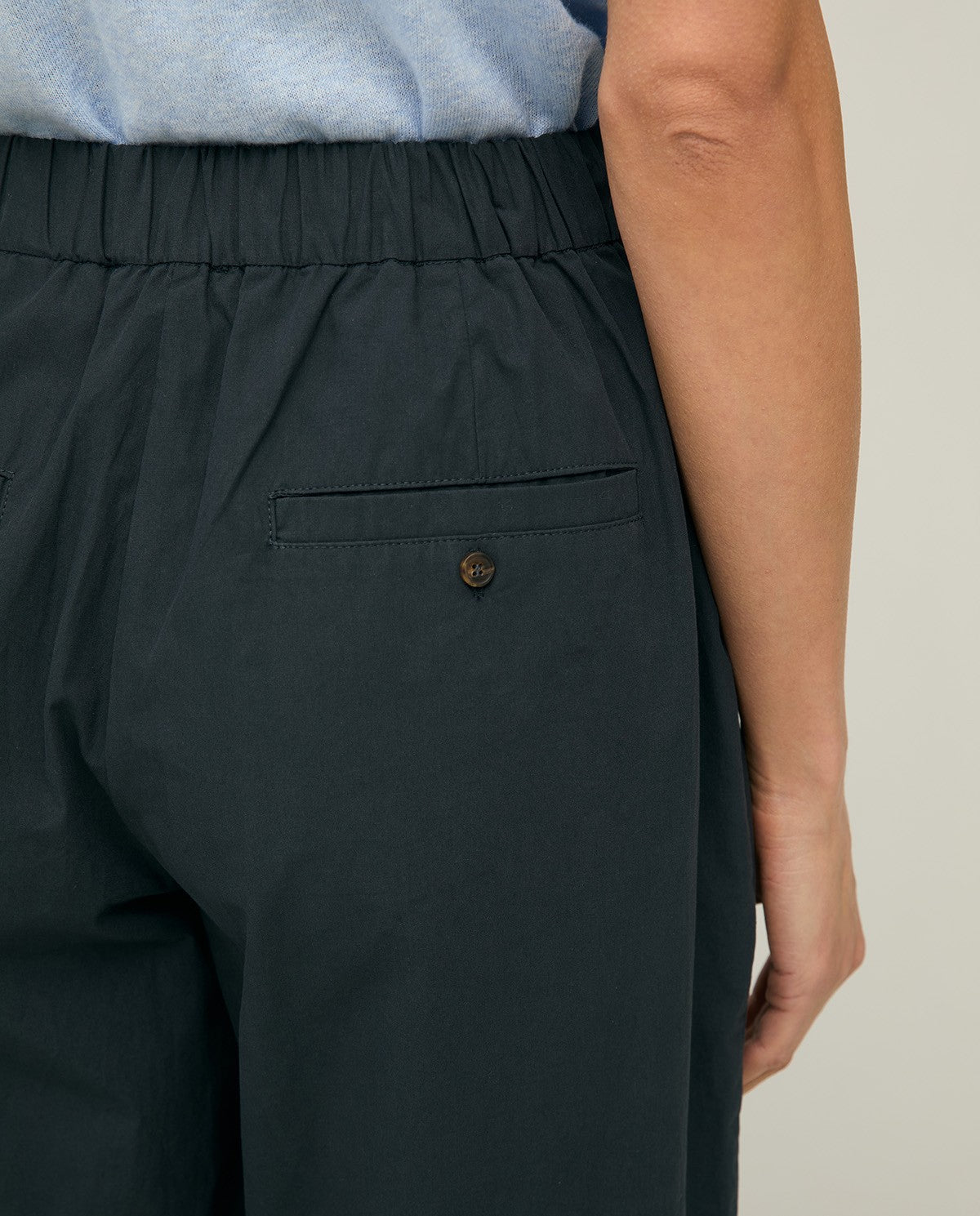 PANTALONI DRITTI IN POPELINE BLU YERSE