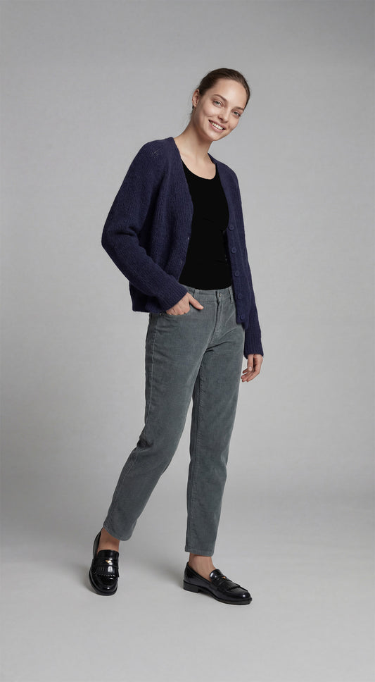 PANTALONE BOY FIT  VELLUTO GRIGIO CROCHÈ