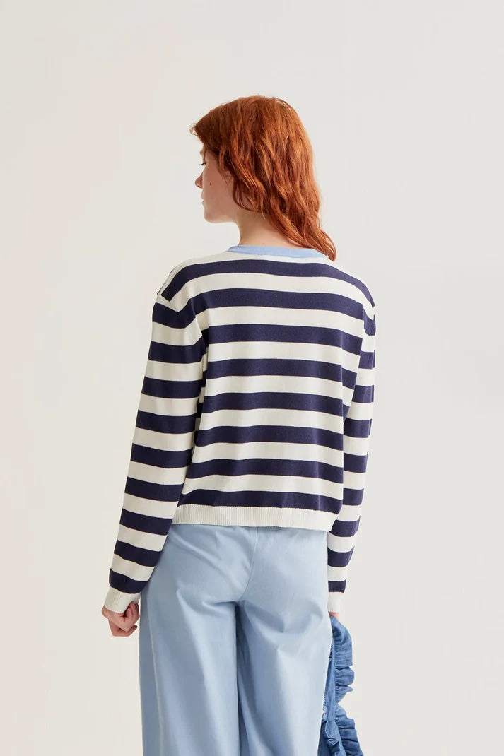 CARDIGAN RIGHE BIANCO BLU COMPANIA FANTASTICA
