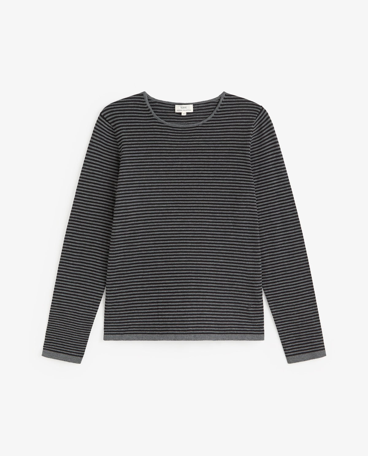 MAGLIA A RIGHE  100% COTONE ORGANICO GRIGIO E NERO 45501-233  YERSE