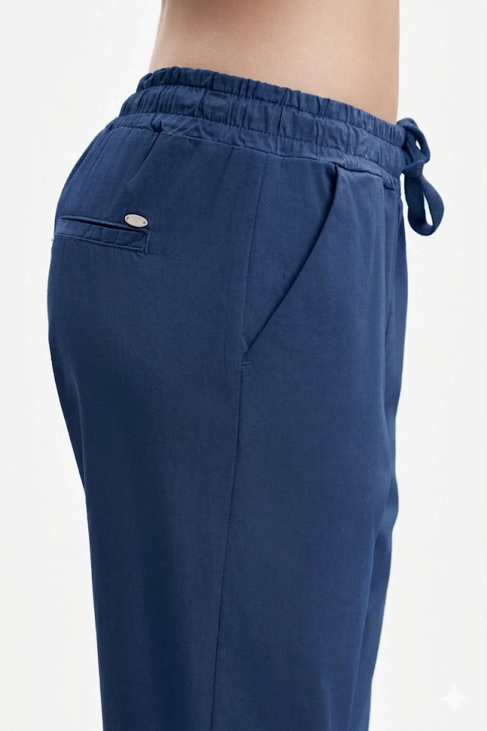 PANTALONI CON COULISSE IN GABARDINA WHITE WISE