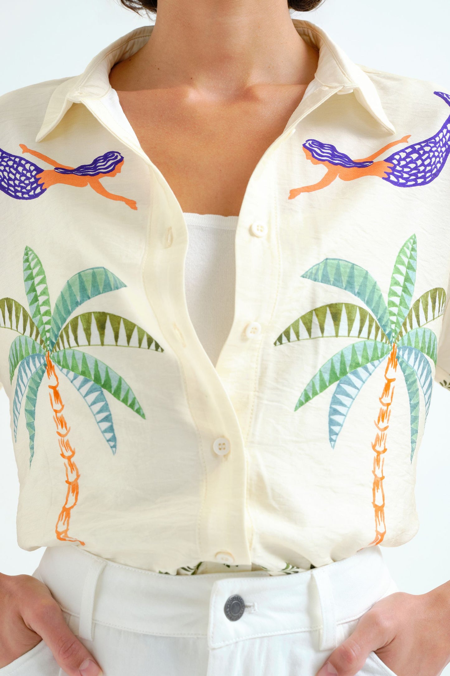 Camicia con stampa di palme e sirene COMPANIA FANTASTICA