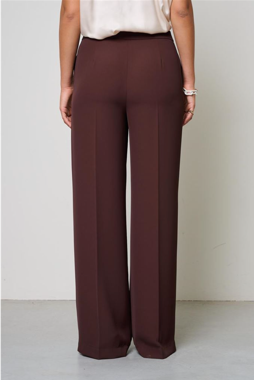 PANTALONI LINEA DRITTA IN TESSUTO TECNICO CIOCCOLATO KAOS