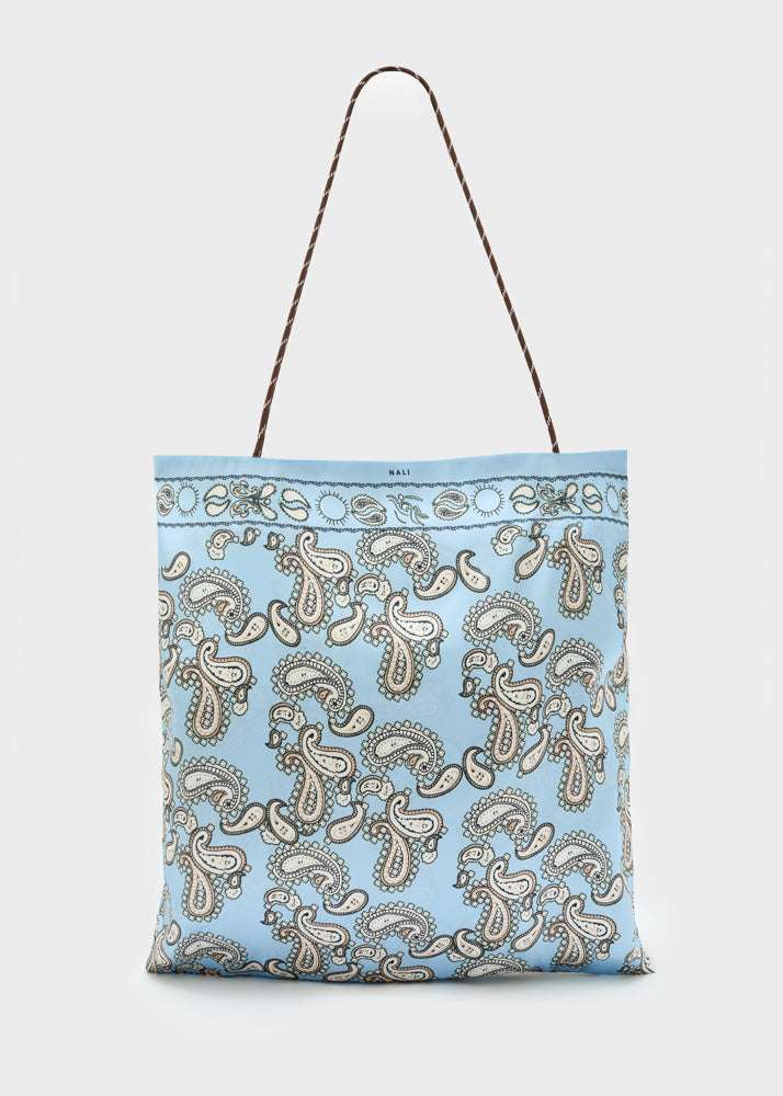BORSA PEONY BANDANA STAMPA PAISLEY CELESTE NALÌ