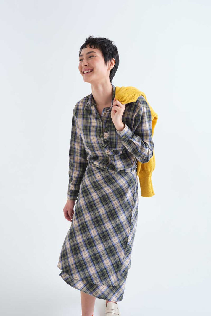 CAMICIA 100% COTONE STAMPA QUADRI VERDE 63C/11015 COMPANIA FANTASTICA