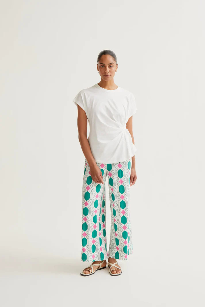 T-SHIRT BIANCA CON NODO LATERALE COMPANIA FANTASTICA