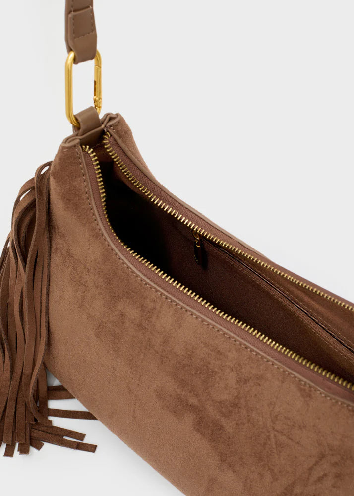 BORSA DALLAS A SPALLA CON FRANGE MARRONE NALÌ