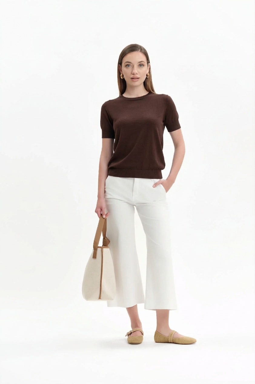 MAGLIA A MANICA CORTA IN VISCOSA SETA WHITE WISE