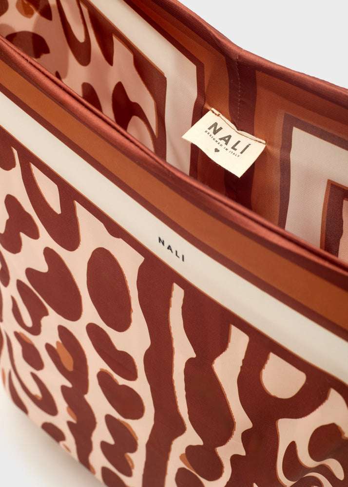 BORSA LEO BANDANA STAMPA MACULATA MARRONE NALÌ