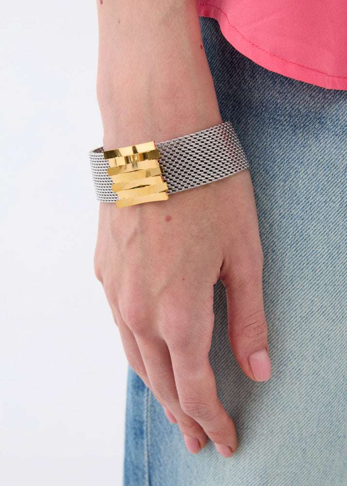 BRACCIALE MESH CON DETTAGLI ORO/ARGENTO NALÍ