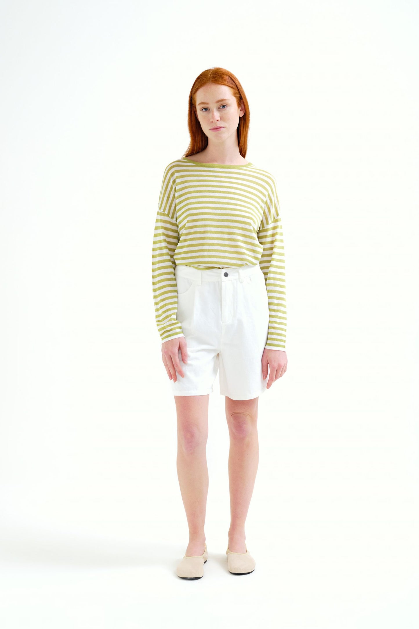 Maglione morbido in maglia con stampa a righe bianche e verdi COMPANIA FANTASTICA