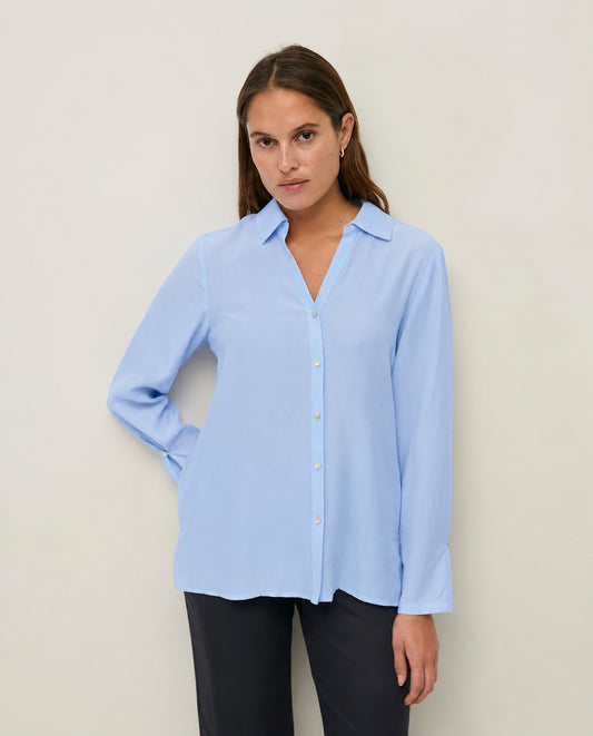 CAMICIA MISTO LINO E TENCEL AZZURRA YERSE