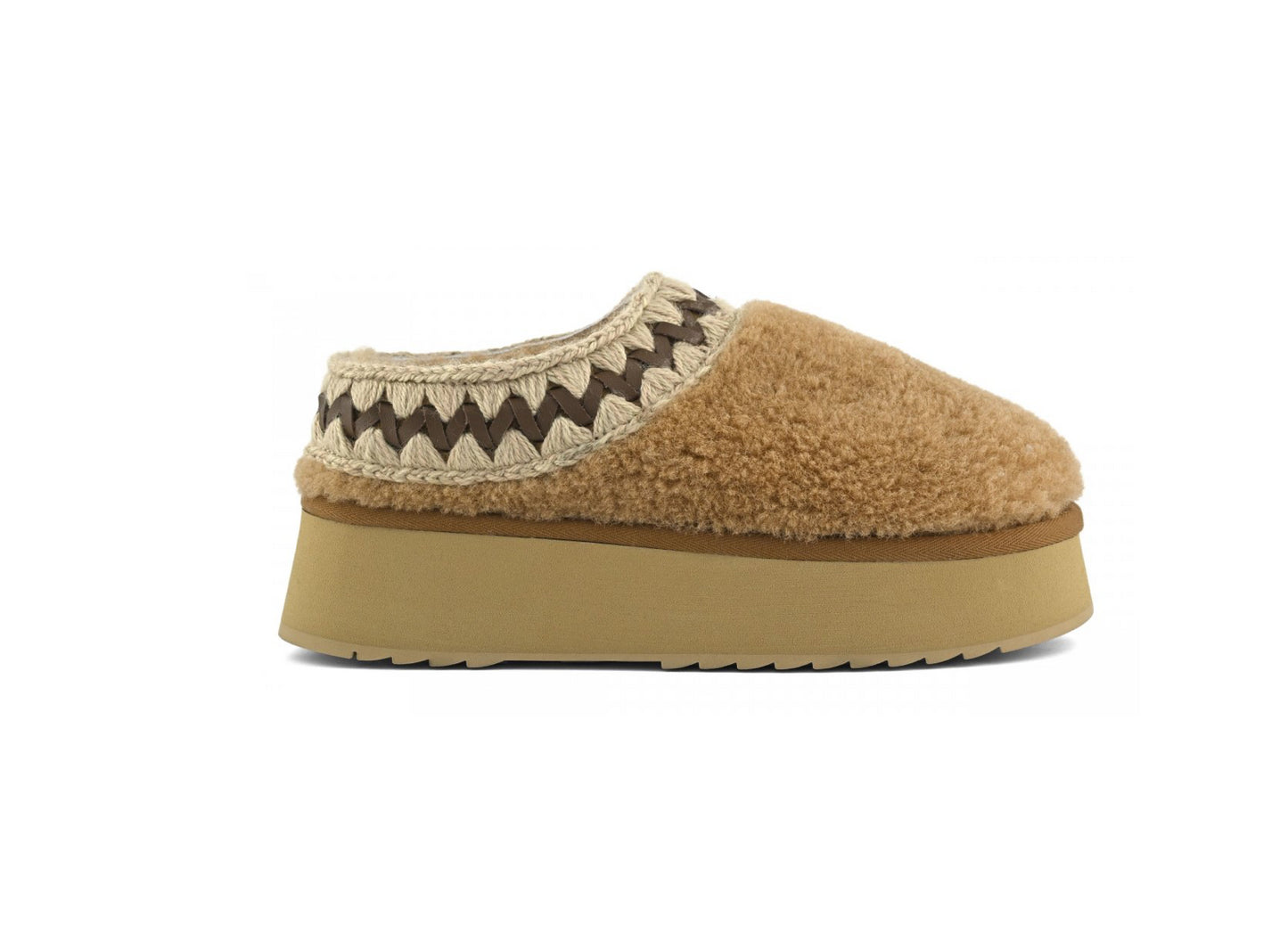 Platform clog curly sheepskin MOU