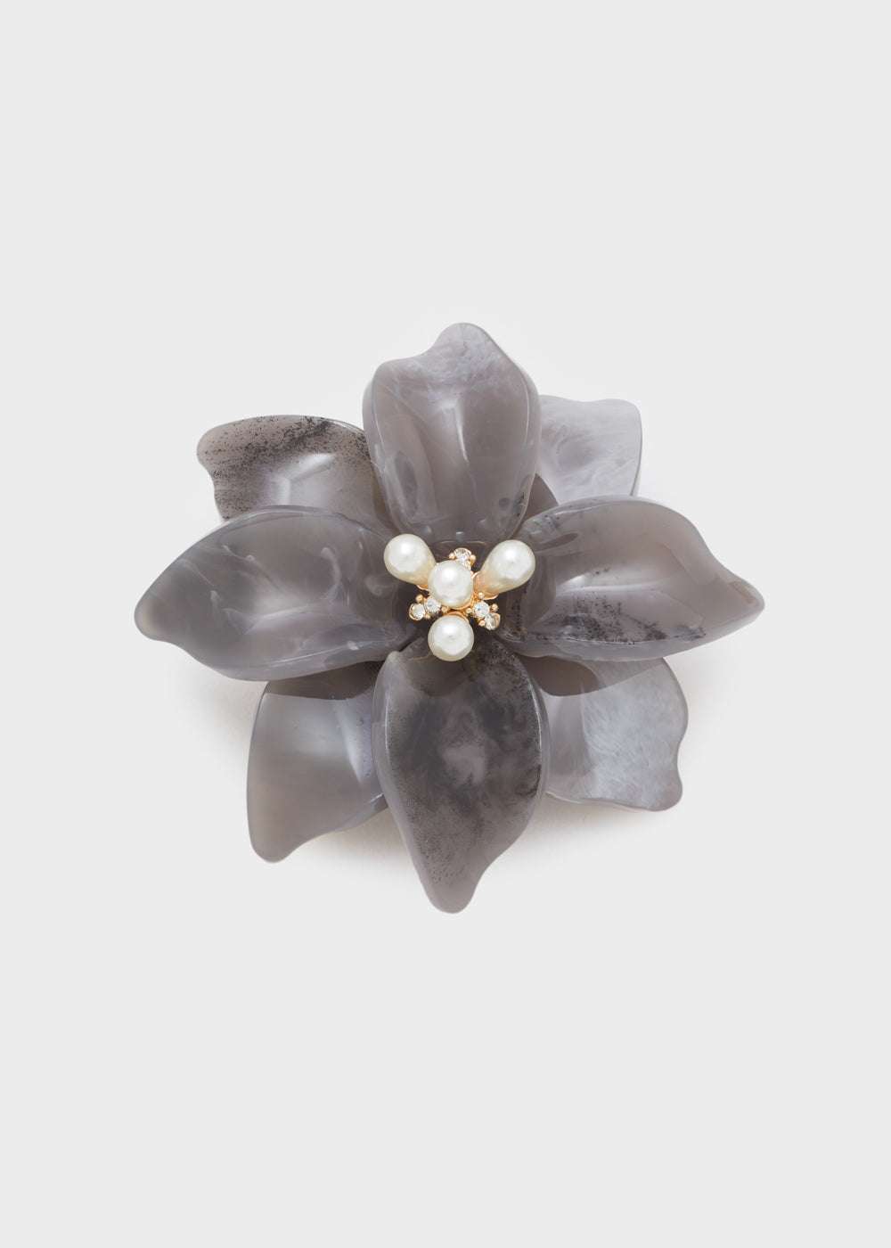 SPILLA FLOWER IN RESINA+PERLE GRIGIO NALÌ