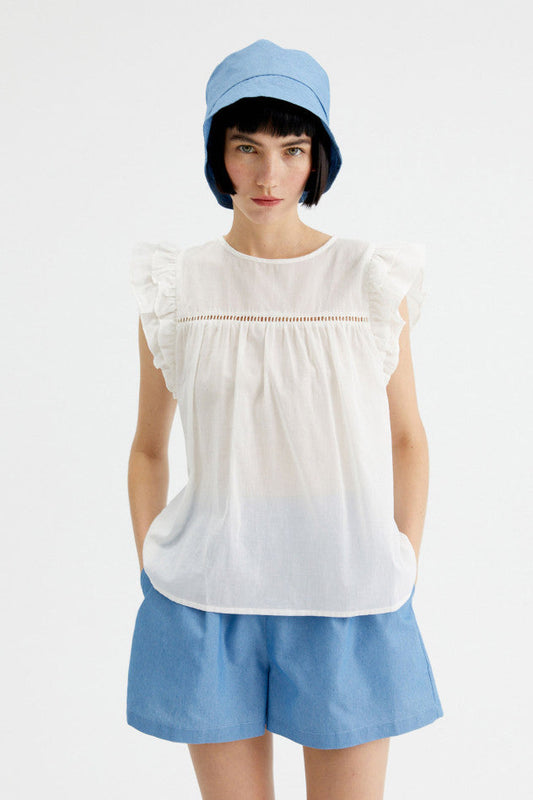 TOP VOLANT BIANCO COMPANIA FANTASTICA