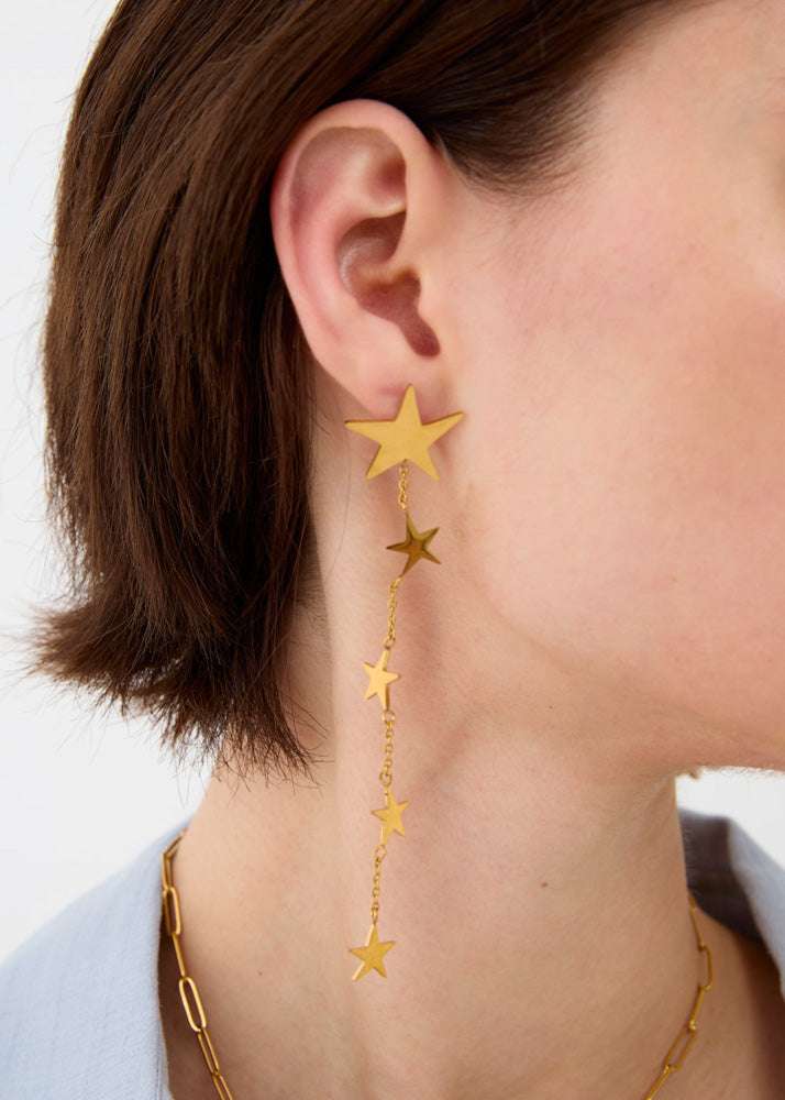 ORECCHINI PENDENTI ELEMENTI STELLE ORO NALÍ