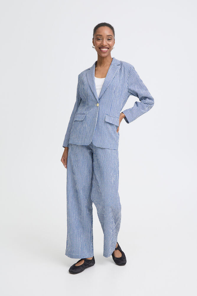 Blazer IHJILMA SODALITE BLUE/WHITE CHECK ICHI