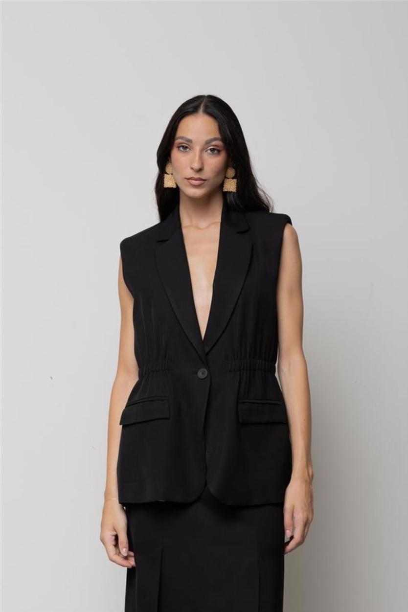 GILET CON COULISSE IN MISTO LINO KAOS