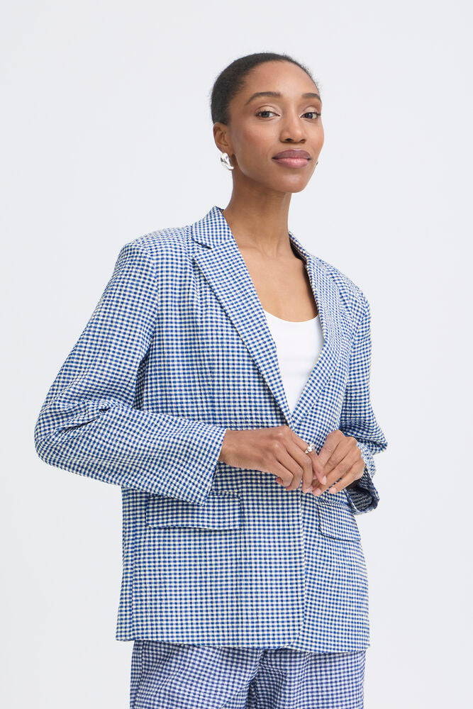 Blazer IHJILMA SODALITE BLUE/WHITE CHECK ICHI