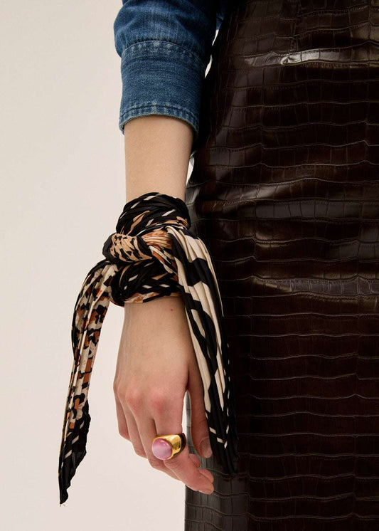 FOULARD ANIMALIER MIX PLISSE NERO NALÍ