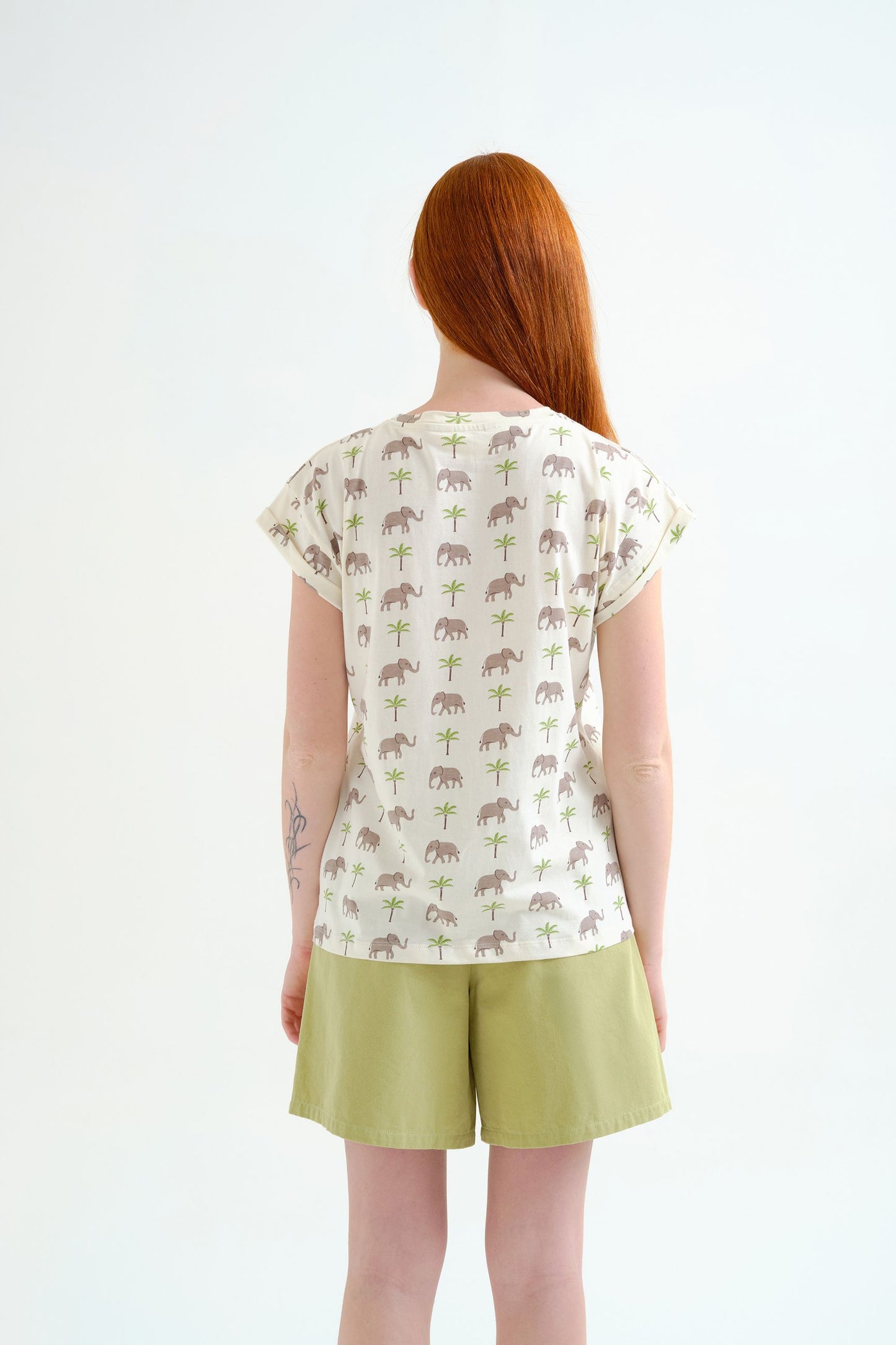 T-SHIRT STAMPA PALMA E ELEFANTE COMPANIA FANTASTICA